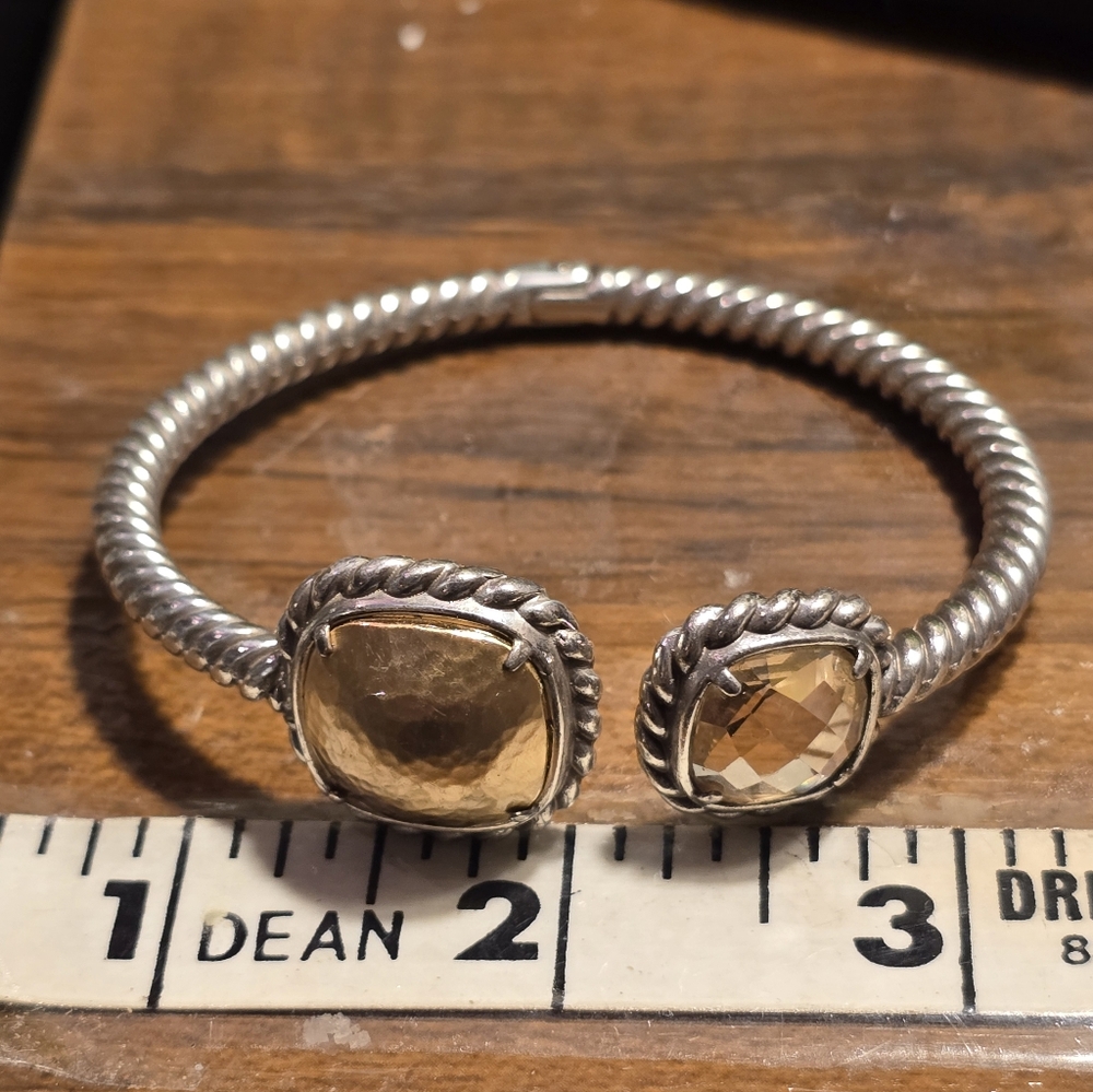 Hinged Cuff Silvertone Bracelet - image 5